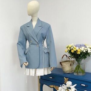 Women's Blue Double-Breasted Jacket